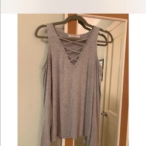 Project Social T Gray Crisscross Tank Top